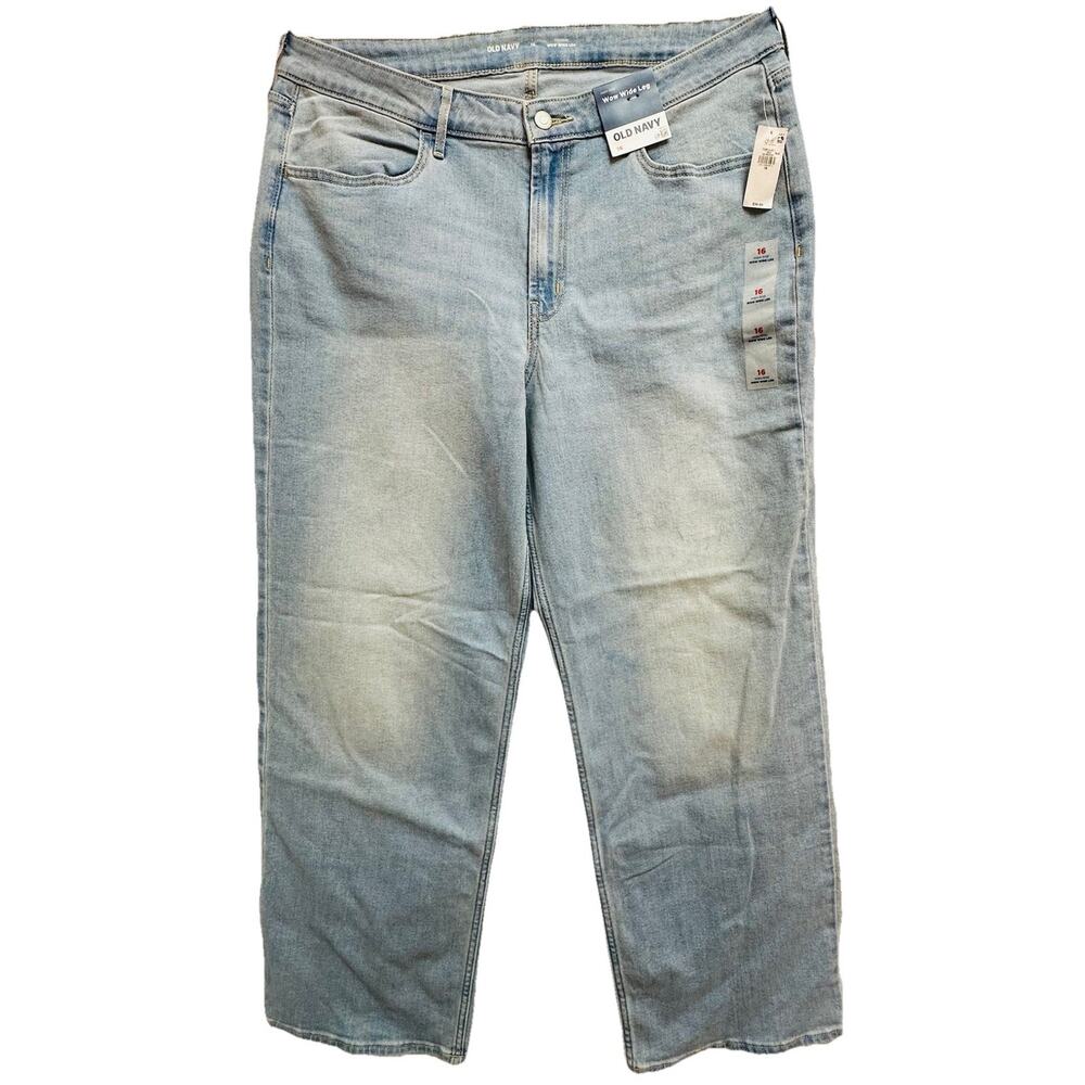 Old Navy Jeans Women 16 High-rise Wow Wide-leg Baggy Stretch Denim New